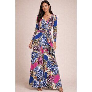 Goodtime USA - Women's Long Sleeve Maxi Dress‎ Sz L Tropical Resort Beach Party